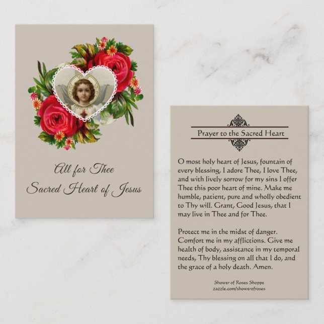 Oração ao coração sagrado do cartão santamente de (Frente/Verso)
