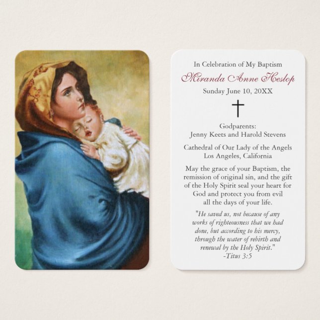 Oração Batismo | Madonnina (Frente & Verso)