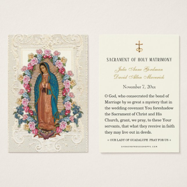 Oração Católica de Casamento Guadalupe (Frente & Verso)