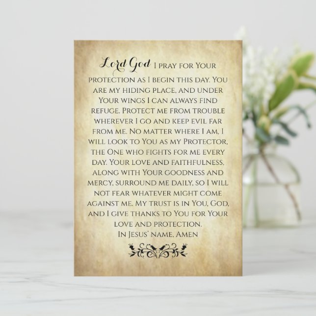 Oração Cristã para Cartão Plano de Proteção (Em pé/Frente)