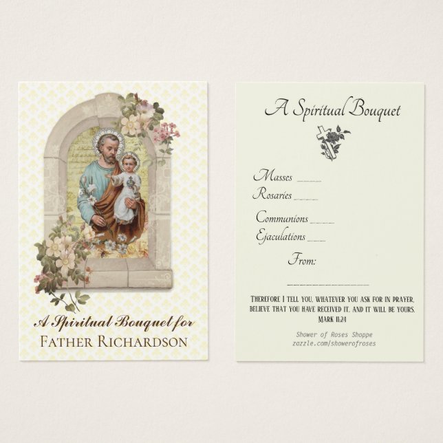 Oração de Buquê espiritual religiosa Santa (Frente & Verso)