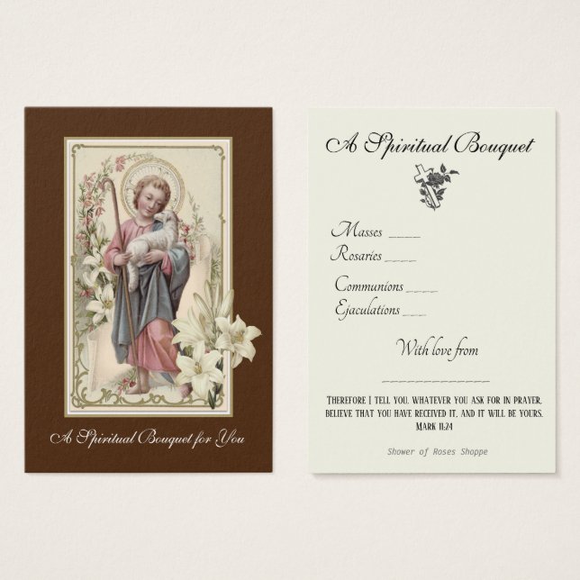 Oração de Buquê espiritual religiosa Santa (Frente & Verso)