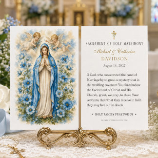 Oração de Casamento Católica Maria Floral Azul
