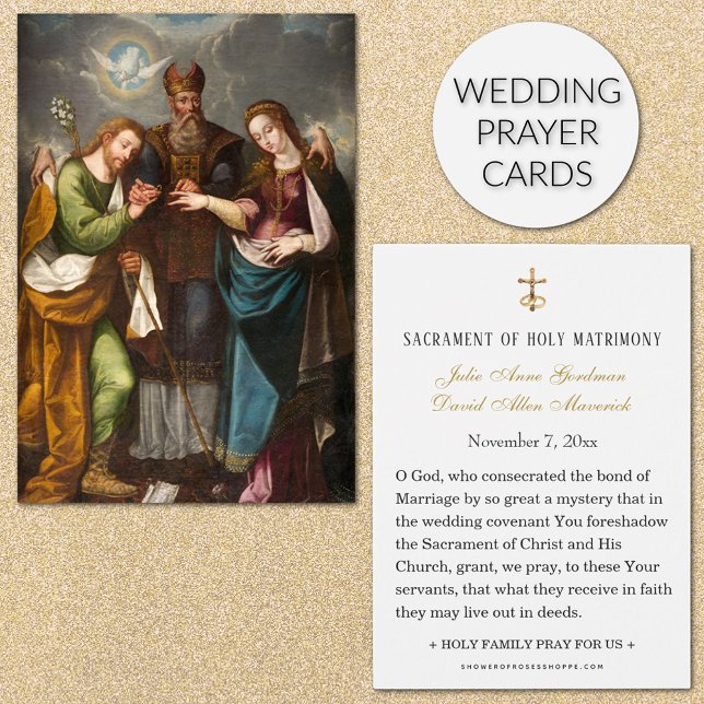 Oração de Casamento Católico Matrimônio Cartolo Sa (Traditional Catholic Wedding Prayer Cards with the Virgin Mary and St. Joseph)