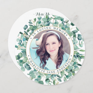 Oração Funeral Memorial Cartão Eucalyptus Greenery