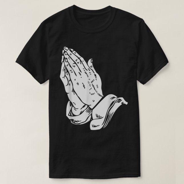 Oração Mãos T Camisa religiosa cristã Legal Je (Frente do Design)