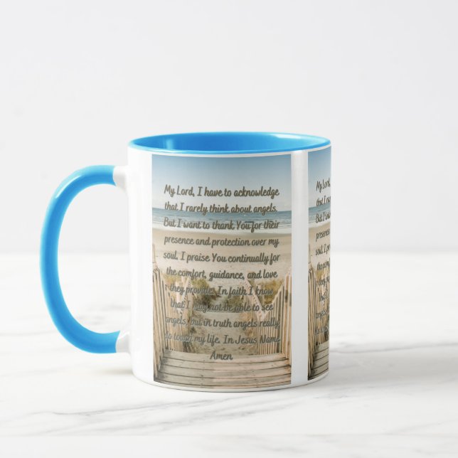 Oração pelos anjos de Deus, caneca de dois tons (Esquerda)