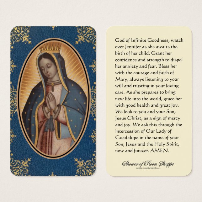 Oração Religiosa de Gravidez Guadalupe Católica (Frente & Verso)