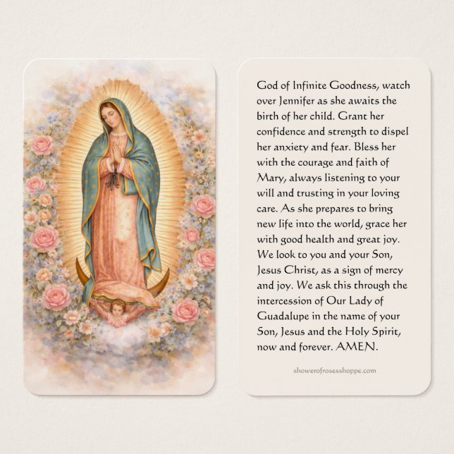 Oração Religiosa de Gravidez Guadalupe Católica (Frente & Verso)