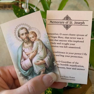 Oração St Joseph de Memorare & cartão santament