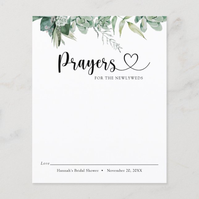 Orações de Suculento e Eucalyptus para os Newlywed (Frente)