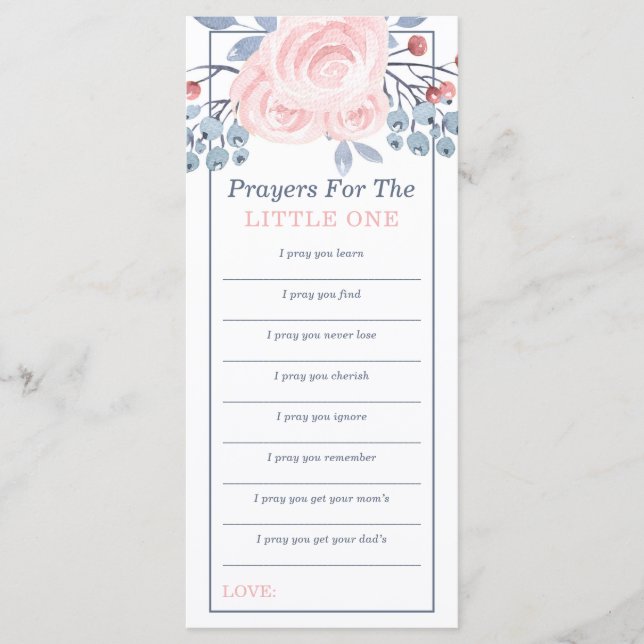 Orações para Bebê, Chá de fraldas, Azul, Rosa (Frente)