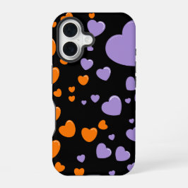 orange and purple hearts polka dots