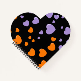 orange and purple hearts polka dots