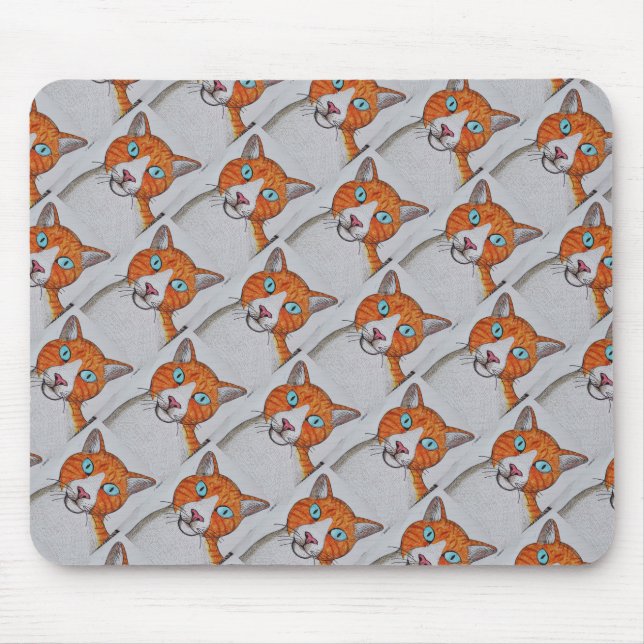 Orange and white Cat pattern Mousepad (Frente)