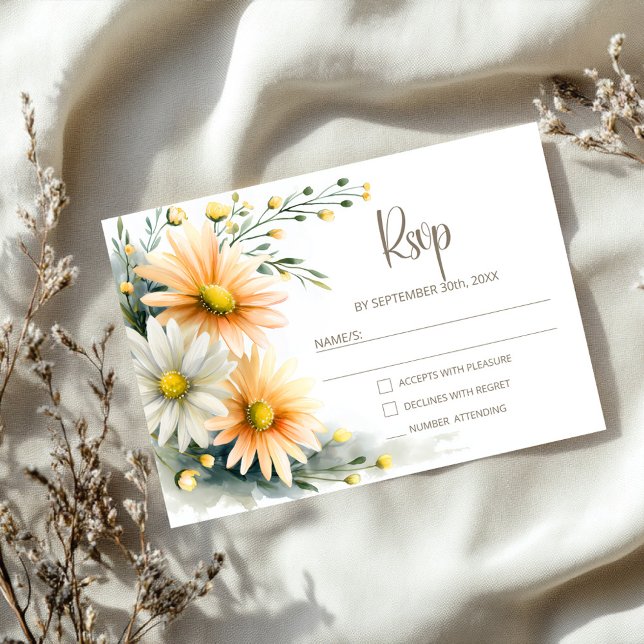 Orange and White Daisies Wedding RSVP (Criador carregado)