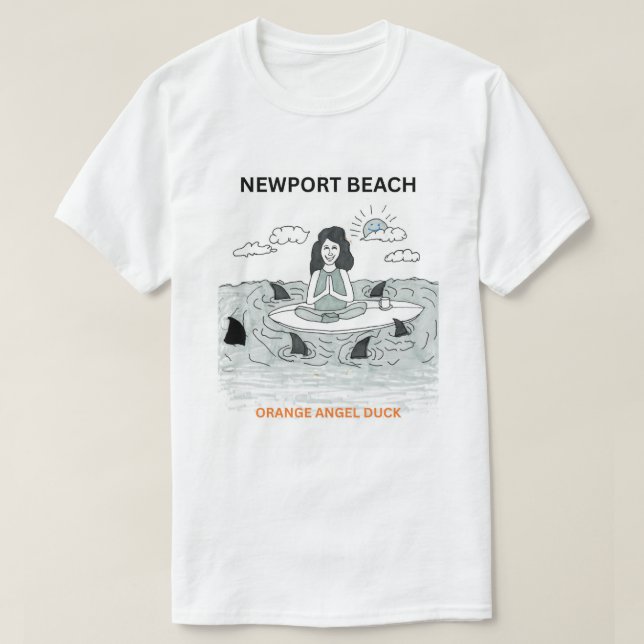 ORANGE ANGEL DUCK NEWPORT BEACH CHAPTER T-SHIRT (Frente do Design)