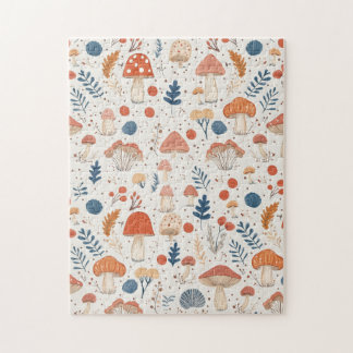 Orange Autumn Mushroom Fairy Garden Quebra-cabeça