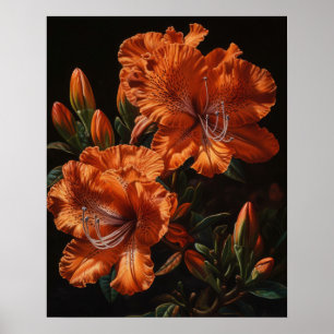 Orange Azalea Flowers Art Impressão Poster