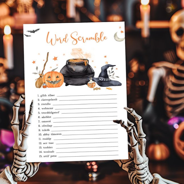 Orange Baby está criando o jogo de palavras (Baby is Brewing Baby Shower Word Scramble Game)