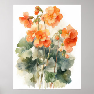 Orange Begonia Flowers Art Impressão Poster