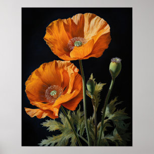 Orange California Poppy Flowers Art Impressão Post