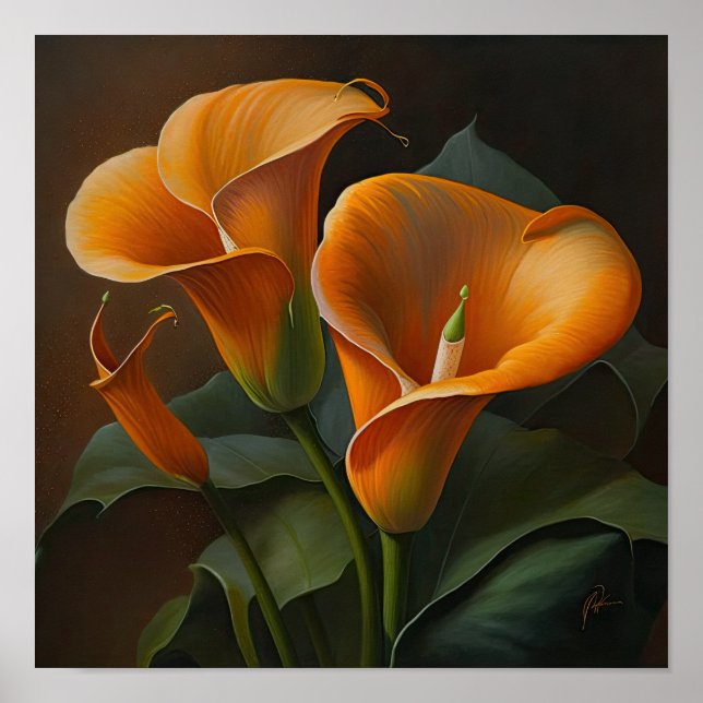 Orange Calla Lily Flower Art Impressão (Frente)