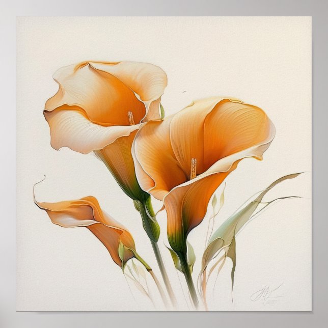 Orange Calla Lily Flower Art Impressão (Frente)