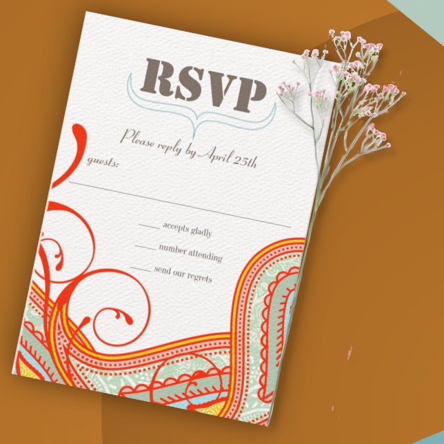 Orange Coral Terracotta Paisley Wedding (Criador carregado)