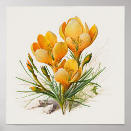 Orange Crocus Flowers Art Impressão Poster