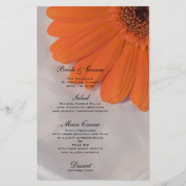 Orange Daisy no White Satin Wedding Menu