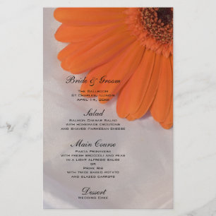 Orange Daisy no White Satin Wedding Menu