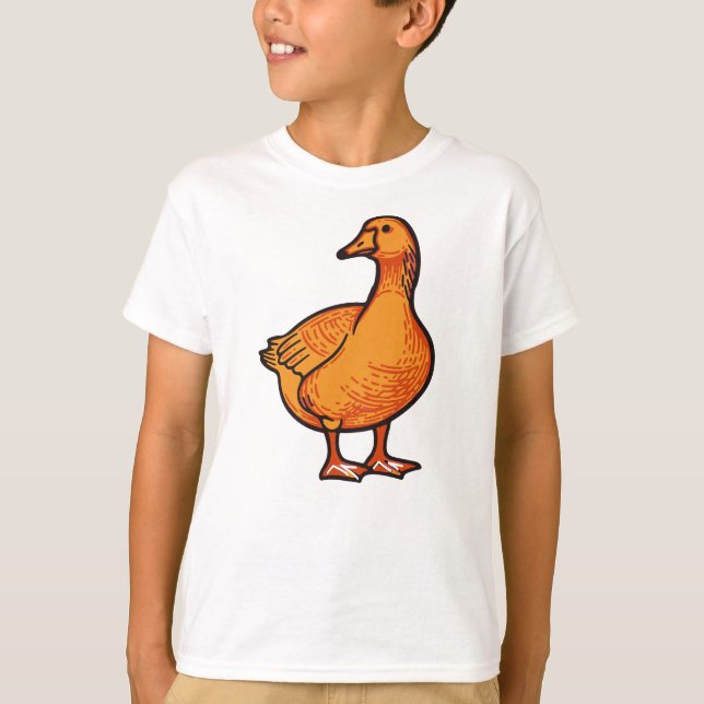 Orange Duck Kids T-Shirt – Cute and Playful Animal (Frente)