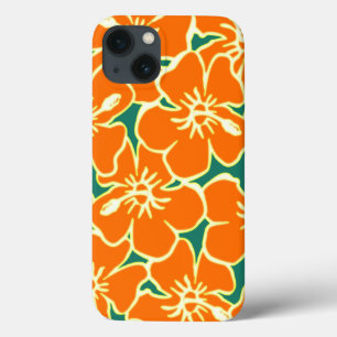 Orange Floral Hibiscus Hawaiian Flowers iPad Case