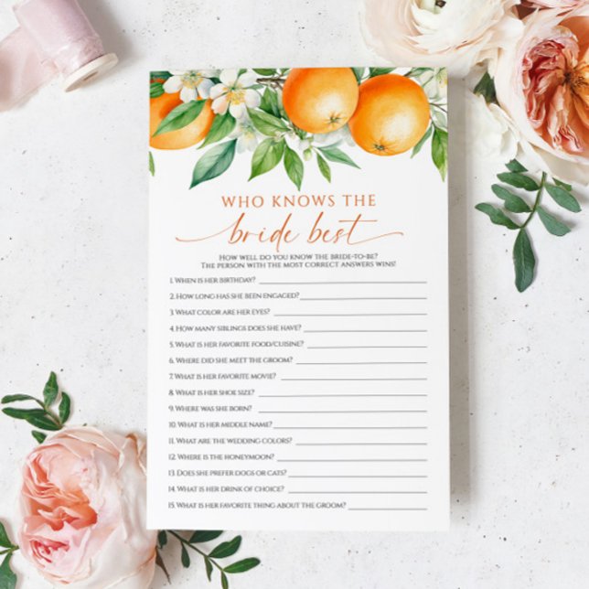 Orange Floral Que Conhece O Melhor Jogo Da Noiva (Criador carregado)