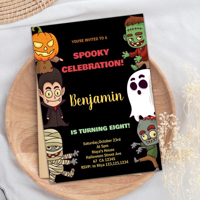 Orange Halloween - Convites de Aniversário (Orange Halloween Birthday Invitations)