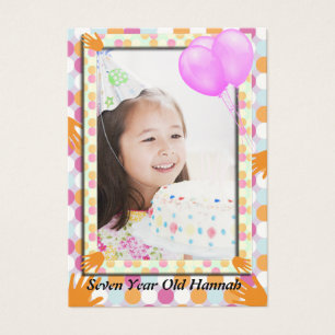 Orange HandPrint Girls Polkadot Birthday Cartões d