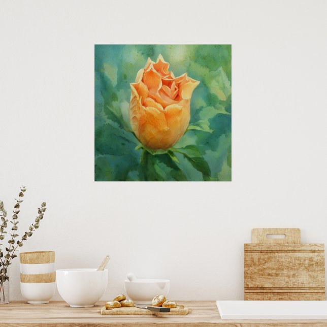 Orange Hibiscus Tropical Fllower Poster (Cozinha)