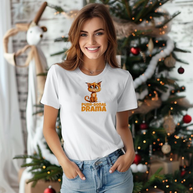 Orange  ironic Cat Lovers Christmas wishes T-Shirt (Criador carregado)
