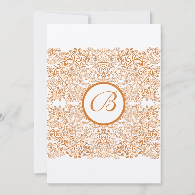 Orange Love Birds Reflete Convite De Casamento (Frente)