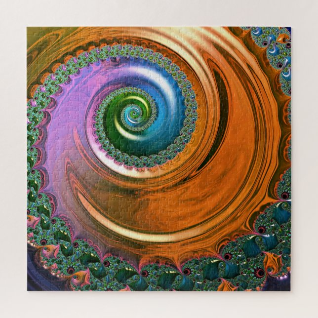 Orange Mandelbrot Swirl Quebra-cabeça (Vertical)