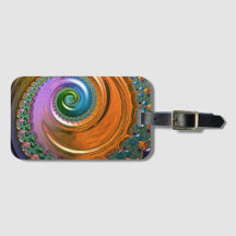 Orange Mandelbrot Swirls - Etiqueta de Bagagem