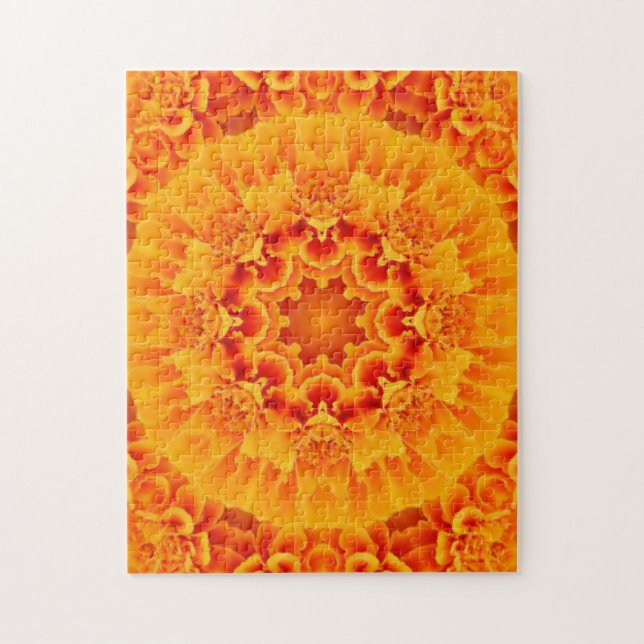 Orange Marigold Mandala Quebra-cabeça (Vertical)