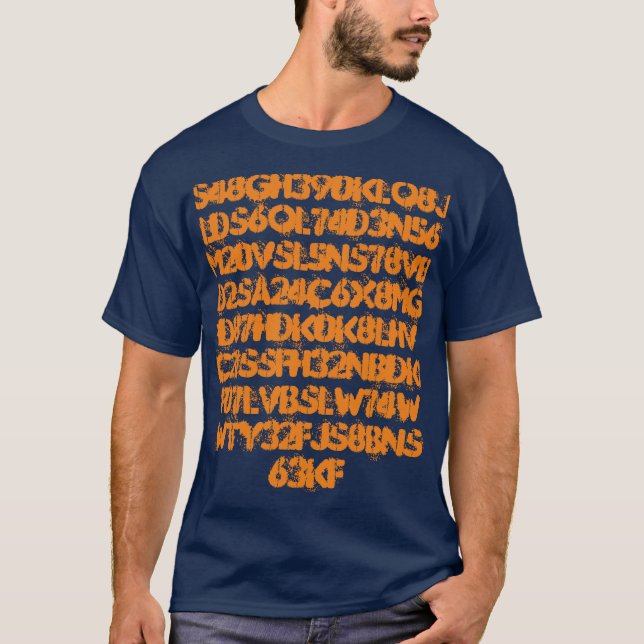 Orange Numbers Letters Funky T-Shirt (Frente)