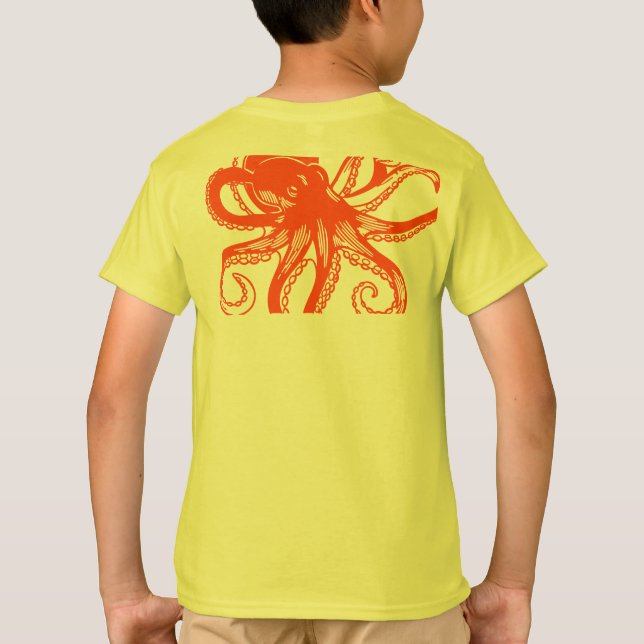 Orange Octopus Kids T-Shirt – Cute Sea Animal Tee  (Verso)