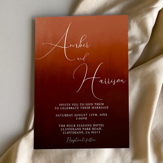 Orange Ombre Dark Glamor Boho Convite para Casamen (Criador carregado)