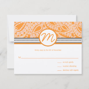 Orange Paisley Wedding RSVP com Pontos