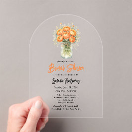 Orange Palette Ranunculus Mason Jar Bridal Shower