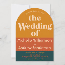 Orange Peacock Modern Retro Arranjado Convite