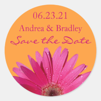 Orange Pink Gerbera Daisy Salve o adesivo de data
